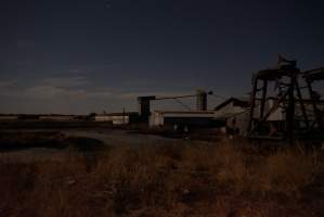 Piggery sheds outside at night - Australian pig farming - Captured at Ludale Piggery, Reeves Plains SA Australia.