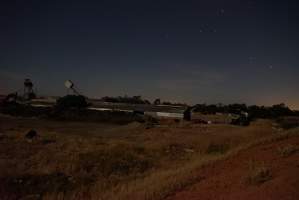 Piggery sheds outside at night - Australian pig farming - Captured at Ludale Piggery, Reeves Plains SA Australia.