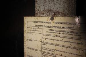 Equipment cleaning / disposal statement - Identifying George Chapman Pty Ltd - Captured at Poltalloch Piggery, Poltalloch SA Australia.