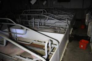 Farrowing crates - Roseworthy Piggery is a research facility belonging to the University of Adelaideâ€™s Roseworthy Campus. - Captured at Roseworthy Piggery, Wasleys SA Australia.