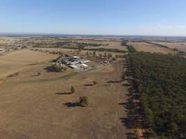 Drone flyover of Corowa Slaughterhouse and Piggery - Captured at Corowa Slaughterhouse, Redlands NSW Australia.