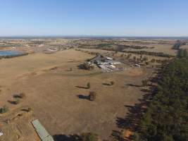 Drone flyover of Corowa Slaughterhouse and Piggery - Captured at Corowa Slaughterhouse, Redlands NSW Australia.