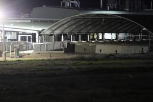 Holding pens - Big River Pork slaughterhouse at night - Captured at Big River Pork Abattoir, Brinkley SA Australia.