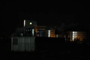 Big River Pork slaughterhouse at night - Captured at Big River Pork Abattoir, Brinkley SA Australia.