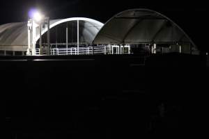 Big River Pork slaughterhouse at night - Captured at Big River Pork Abattoir, Brinkley SA Australia.