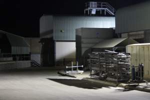 Big River Pork slaughterhouse at night - Captured at Big River Pork Abattoir, Brinkley SA Australia.