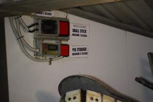 Stunning signage at top of V Restrainer - Gathercoles slaughterhouse, Wangaratta - killing and processing areas. - Captured at Gathercole's Wangaratta Abattoir, Wangaratta VIC Australia.
