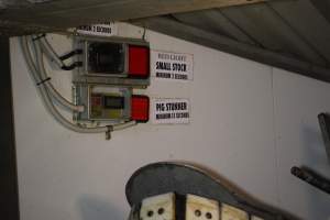 Stunning signage at top of V Restrainer - Gathercoles slaughterhouse, Wangaratta - killing and processing areas. - Captured at Gathercole's Wangaratta Abattoir, Wangaratta VIC Australia.