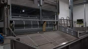 New killing/processing building containing giant gas chamber - Under construction at time of photos (2015). Gondolas much larger to gas many more pigs at once. Side of chamber opens, wall closes in to push pigs into gondola. - Captured at Diamond Valley Pork, Laverton North VIC Australia.