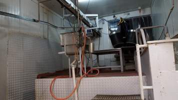 V Restrainer and killing table for calves and sheep - CA Sinclair slaughterhouse at Benalla VIC - Captured at Benalla Abattoir, Benalla VIC Australia.