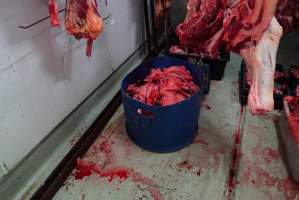 Carcasses in slaughterhouse chiller room - Gretna Quality Meats, Tasmania - Captured at Gretna Meatworks, Rosegarland TAS Australia.