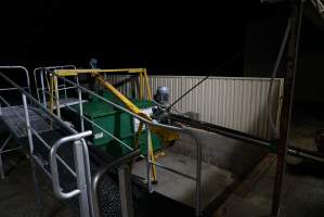 Pipe leading to dumpster carrying remains of macerated chicks - Captured at SBA Hatchery, Bagshot VIC Australia.