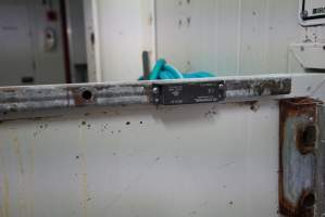 Magnetic alarms on macerator door - Disables macerator if door opened during operation - Captured at SBA Hatchery, Bagshot VIC Australia.