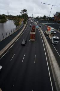 Cattle in truck on highway - Captured at VIC.