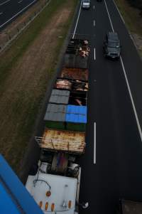 Cow skins in truck on highway - Captured at VIC.