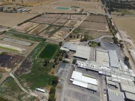 Aerial drone view of slaughterhouse - Captured at Bordertown Processing Plant, Bordertown SA Australia.