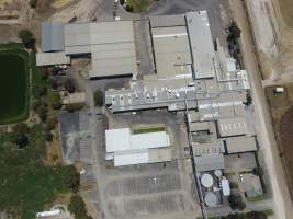 Aerial drone view of slaughterhouse - Captured at Bordertown Processing Plant, Bordertown SA Australia.