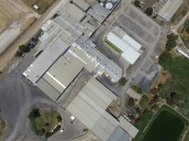 Aerial drone view of slaughterhouse - Captured at Bordertown Processing Plant, Bordertown SA Australia.