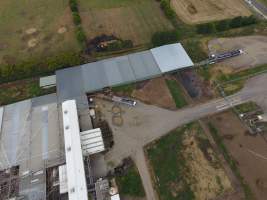 Aerial drone view of slaughterhouse - Captured at Hardwick Meatworks Abattoir, Kyneton VIC Australia.