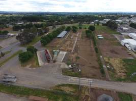 Aerial drone view of slaughterhouse - Captured at Hardwick Meatworks Abattoir, Kyneton VIC Australia.