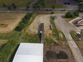 Aerial drone view of slaughterhouse - Captured at Hardwick Meatworks Abattoir, Kyneton VIC Australia.