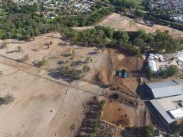 Aerial drone view of slaughterhouse - Captured at Wodonga Abattoir, Wodonga VIC Australia.