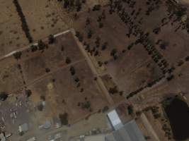 Aerial drone view of slaughterhouse - Captured at Thomas Foods (Frewstal) Abattoir, Stawell VIC Australia.