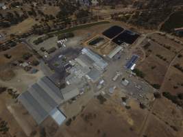 Aerial drone view of slaughterhouse - Captured at Frewstal Abattoir, Stawell VIC Australia.