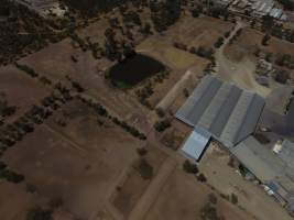 Aerial drone view of slaughterhouse - Captured at Frewstal Abattoir, Stawell VIC Australia.