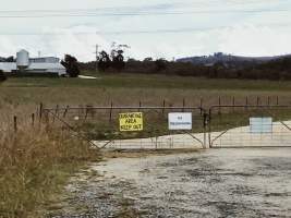 Main entrance to Premier Farm on Pipers Flat Road - 6 layer hen sheds of 15,000 birds each and 1 'growing' shed. - Captured at Premier Farms, Portland NSW Australia.