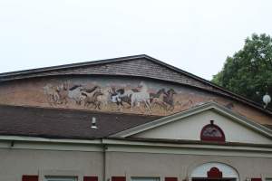 Essex Equestrian Center - Artwork of free horses running in the wild, the exact opposite of what's inside. - Captured at Essex Equestrian Center/Rocking Horse Rehab, West Orange NJ United States.