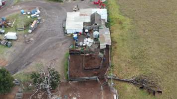 Drone flyover of knackery - Horses in holding pens - Captured at Luddenham Pet Meats, Luddenham NSW Australia.