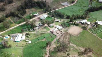 Drone flyover of Murrulla Stud - Murrulla Stud sends horses to Kankool Pet Food knackery. - Captured at Murrulla Stud, Wingen NSW Australia.