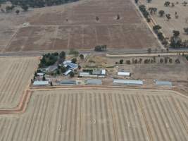 Drone flyover of turkey farm and abattoir - Captured at Numurkah Turkey Supplies - farm and abattoir, Numurkah VIC Australia.