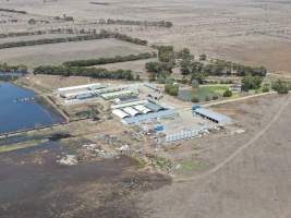 Aerial view - From drone - Captured at Wondaphil Pork Company, Tragowel VIC Australia.