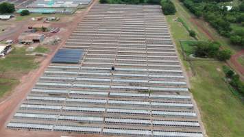 Crocodile cages - wide view - Drone flyover of Darwin Crocodile Farm, Bees Creek NT. - Captured at Darwin Crocodile Farm (Porosus), Palmerston City NT Australia.