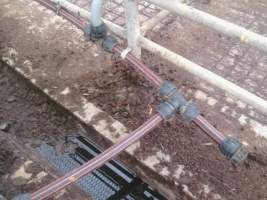 Piping to water troughs, exposed and delivers hot water during summer sales. - Captured at Boyanup Saleyard, Boyanup WA Australia.