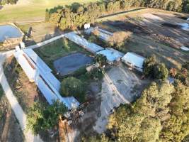 Drone flyover of piggery - Captured at Harston Piggery, Harston VIC Australia.