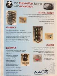 Laboratory mice housing poster in TAFE classroom - Mice housing units such as M.I.C.E., Optimice, Unimice and Ergomice are used in laboratory setting and in TAFE/educational facilities with animal courses. Mice may sometimes be provided a toilet roll as