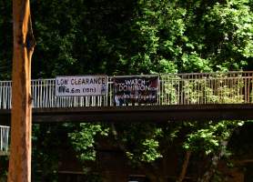 Dominion banners hanging over King's Way in Melbourne - Image taken of banner drop over King's Way in Southbank, as part of Melbourne Vegan Takeover - Captured at VIC.