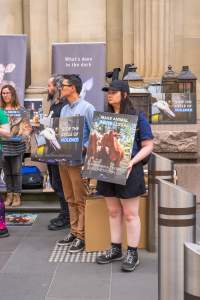 Animal Activists protesting at Bourke Street in Melbourne - Image taken at Bourke Street as part of Melbourne Vegan Takeover - Day of Action For Animals - Captured at VIC.