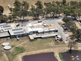 Drone flyover of slaughterhouse - Captured at Benalla Abattoir, Benalla VIC Australia.