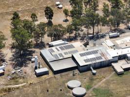 Drone flyover of slaughterhouse - Captured at Benalla Abattoir, Benalla VIC Australia.