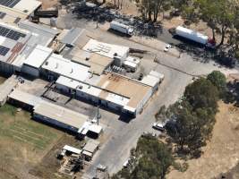 Drone flyover of slaughterhouse - Captured at Benalla Abattoir, Benalla VIC Australia.