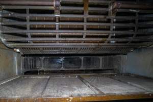 Top view of gondolas and walkway - A top view of gondolas and walkway in a Butina backloader gas chamber - Captured at Diamond Valley Pork, Laverton North VIC Australia.