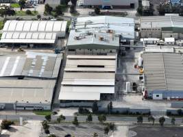 Drone flyover of slaughterhouse - Captured at Diamond Valley Pork, Laverton North VIC Australia.