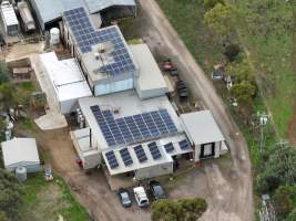 Drone flyover of slaughterhouse - Drone imagery of the BMK Food pig slaughterhouse. - Captured at BMK Food Slaughterhouse, Murray Bridge East SA Australia.