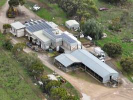 Drone flyover of slaughterhouse - Drone imagery of the BMK Food pig slaughterhouse. - Captured at BMK Food Slaughterhouse, Murray Bridge East SA Australia.