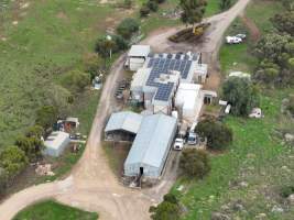 Drone flyover of slaughterhouse - Drone imagery of the BMK Food pig slaughterhouse. - Captured at BMK Food Slaughterhouse, Murray Bridge East SA Australia.