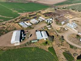 Aerial view of Barron Piggery and Feedlot - Captured at Barron Piggery & Cow Feedlot, Bell QLD Australia.